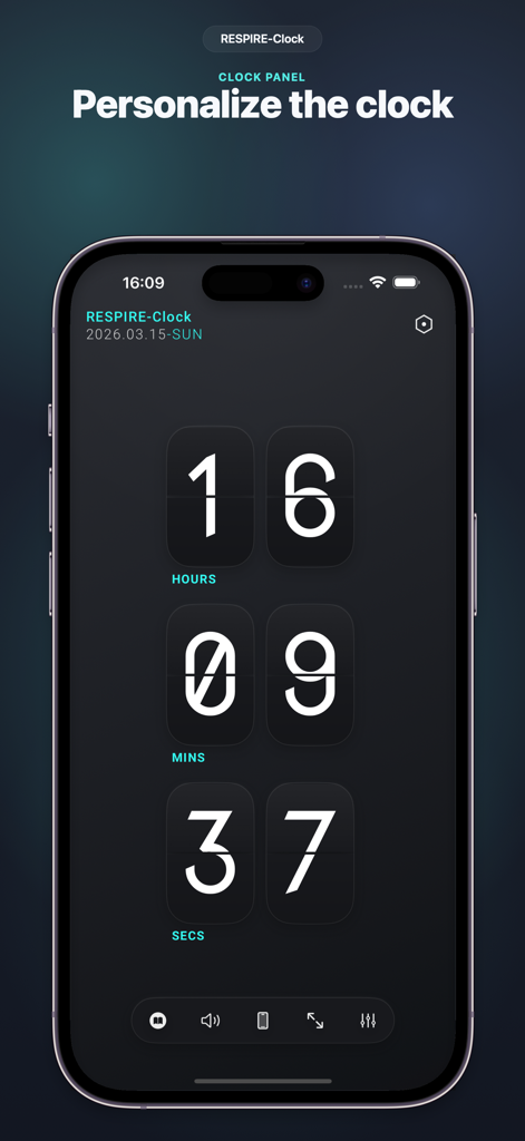Minimalist dark mode flip clock interface for focus and deep work