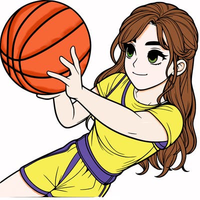 realistic girl playing basketball
