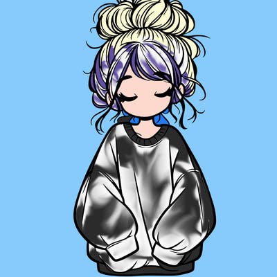 girl with baggy sweatshirt and messy bun