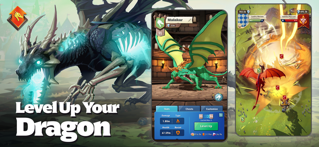 Kingdom Maker - Kingdom Maker game interface showcasing dragon evolution and real-time battle gameplay