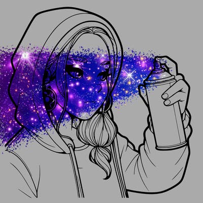 a realistic girl, spray painting