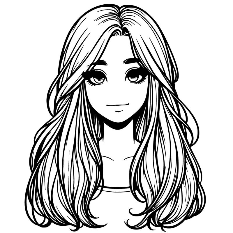 realistic girl with long hair