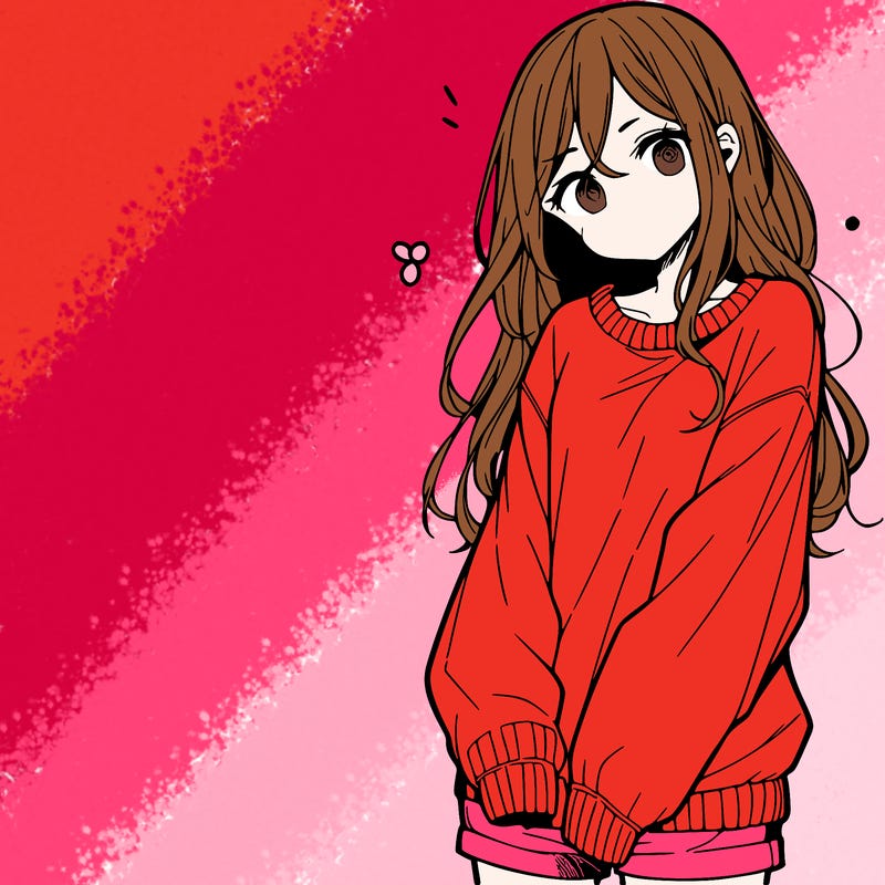 manga teen girl  in a sweater and baggy pants