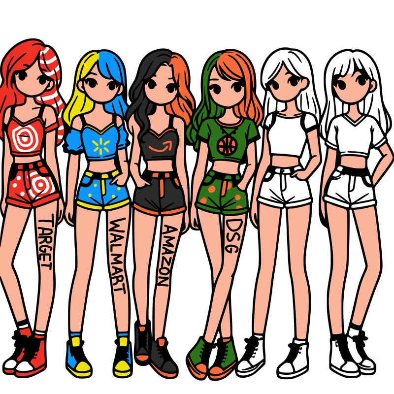 a group of girls wearing crop tops and shorts