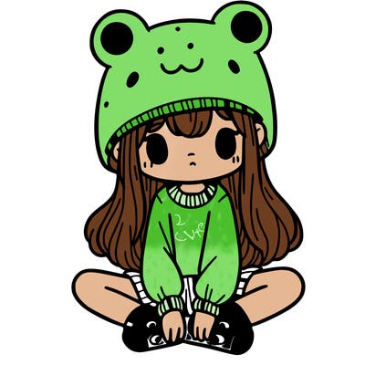 a girl wearing a frog hat and some frog socks