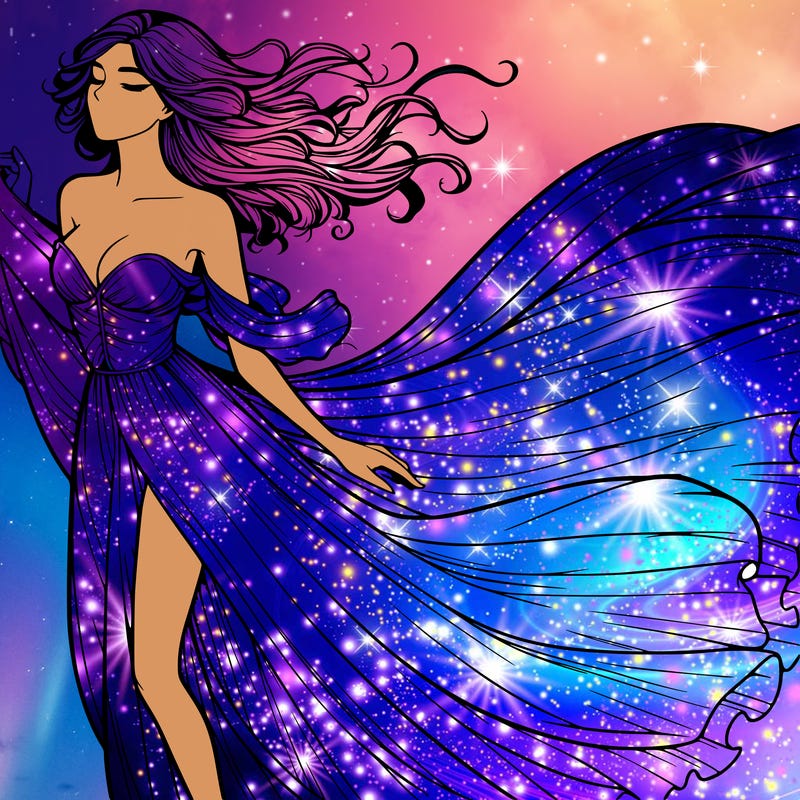 realistic woman in dress flowing the the wind