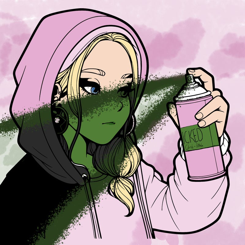 a realistic girl, spray painting