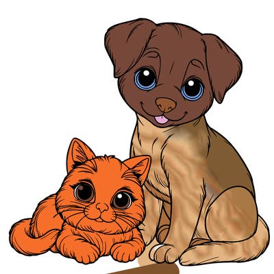 realistic cat and dog