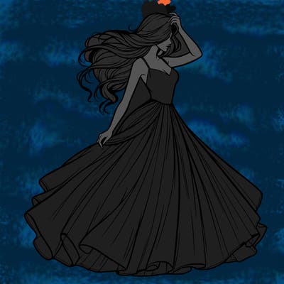 realistic woman with dress flowing in the wind