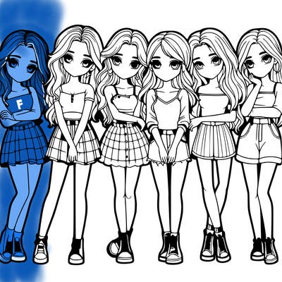 a group of girls realistic