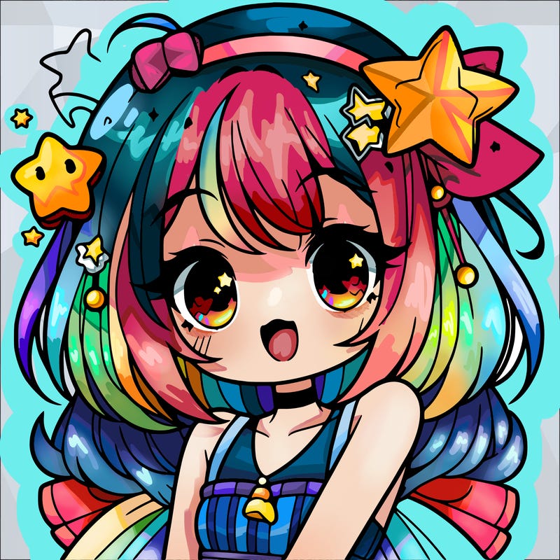 cute anime girl with star accessories