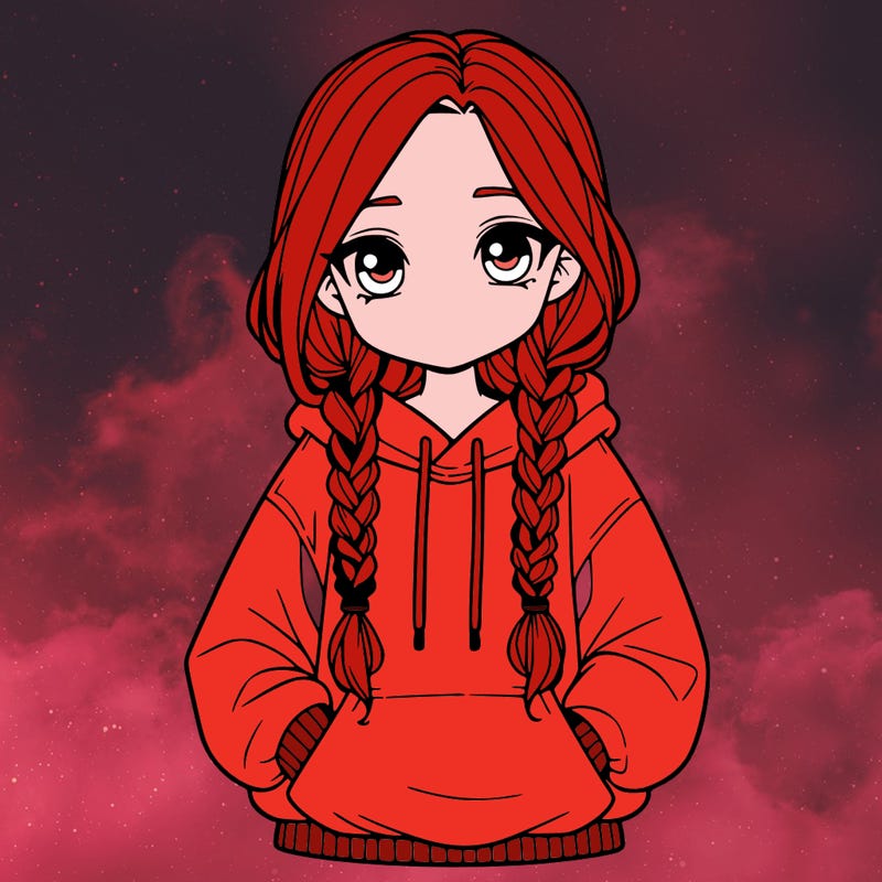a realistic girl with a oversized hoodie and she has braids