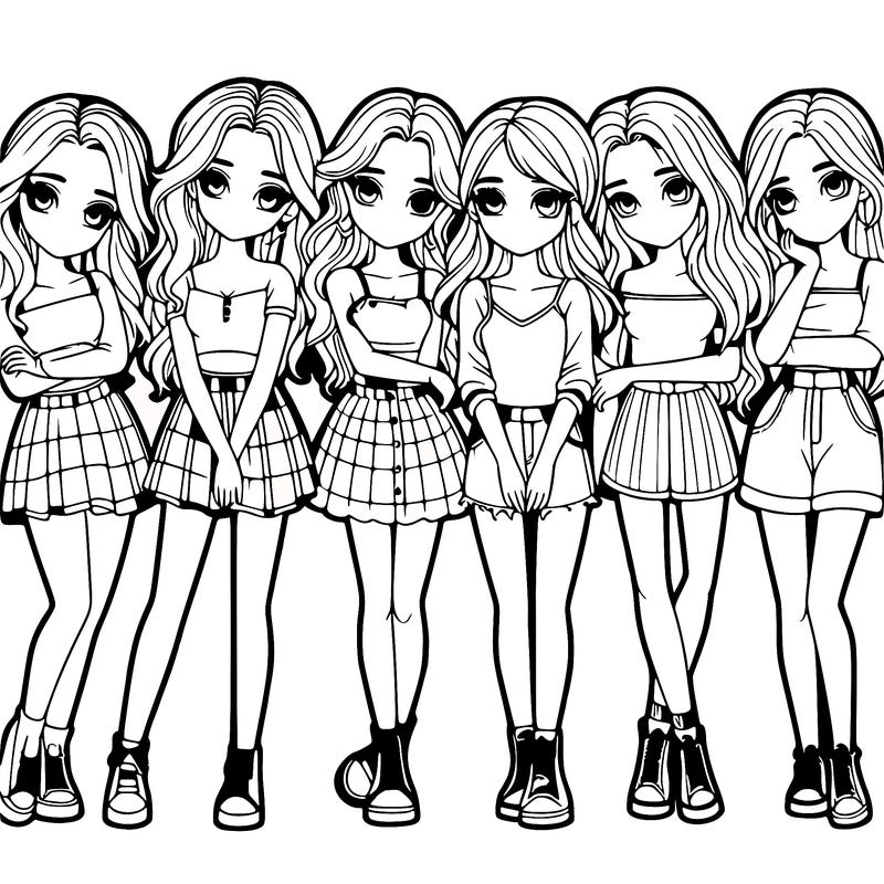 a group of girls realistic