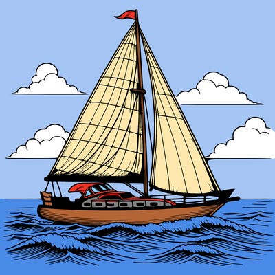 a sailboat sailing in the ocean, realistic style
