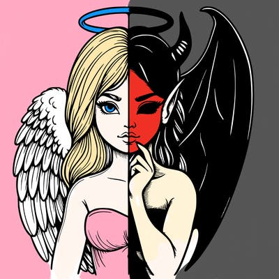 realistic angel half demon