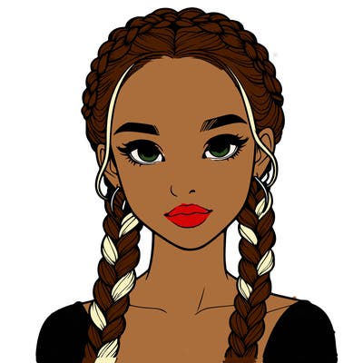 realistic girl with braids