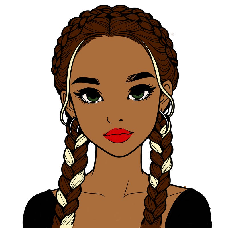 realistic girl with braids