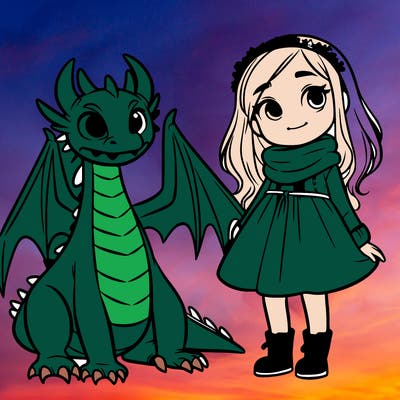 girl with a dragon