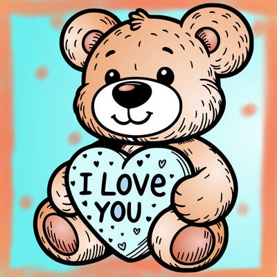 teddy bear holding an i love you heart
