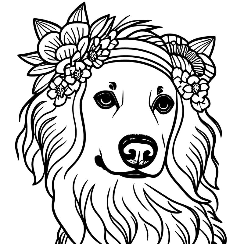 dog with flower crown