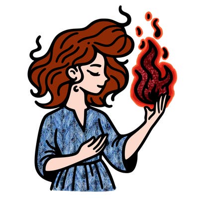 woman with fire