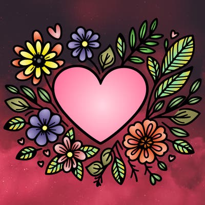 heart with flowers