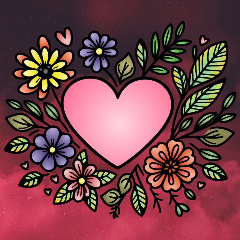 heart with flowers
