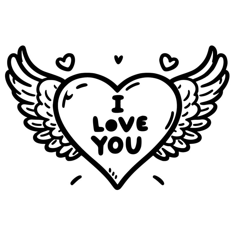 heart with wings and a i love you message