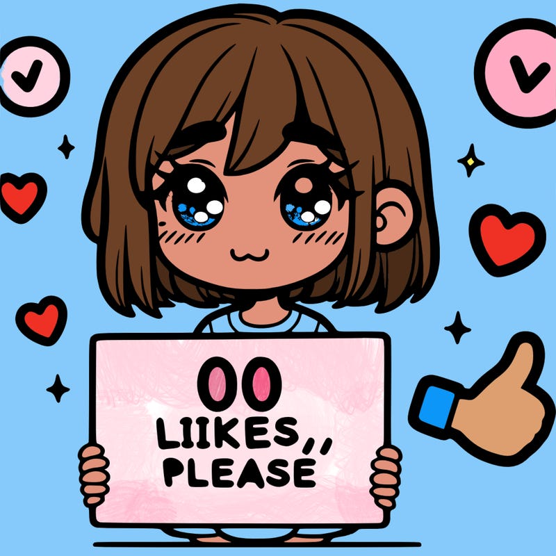 a girl with a sign saying 100 likes, please