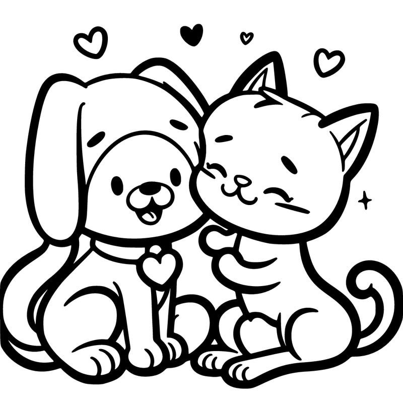 cat and dog in love