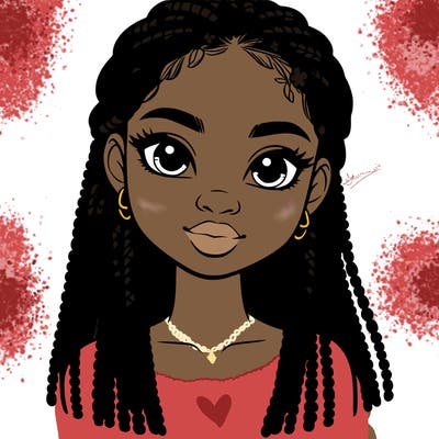 a realistic black girl with braids
