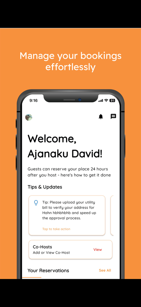Shrbo - Shrbo host dashboard interface for managing property bookings and guest reservations
