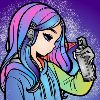 a realistic girl spray painting