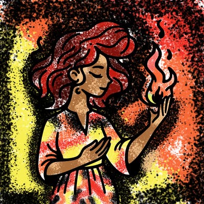 woman with fire