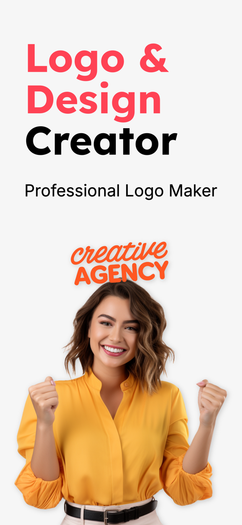 Interfaccia dell'app Creatore di Loghi e Design AI che mostra un creatore di loghi professionale per agenzie creative