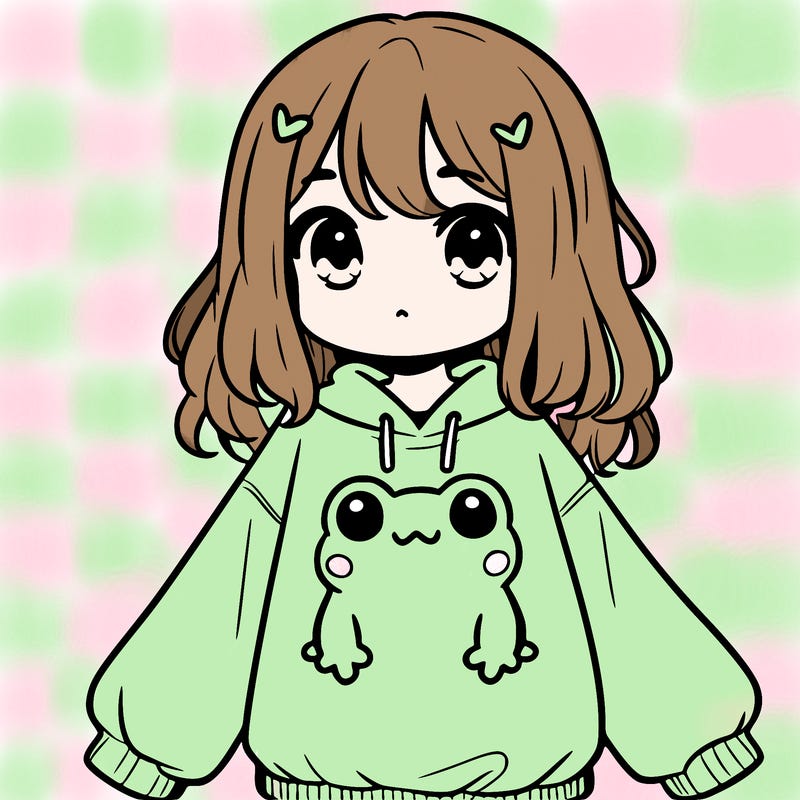 girl wearing frogging sweatshirt