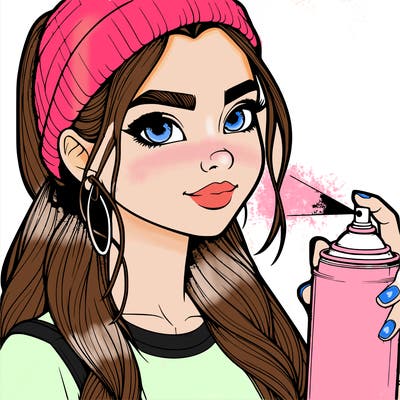 a realistic girl, spray painting