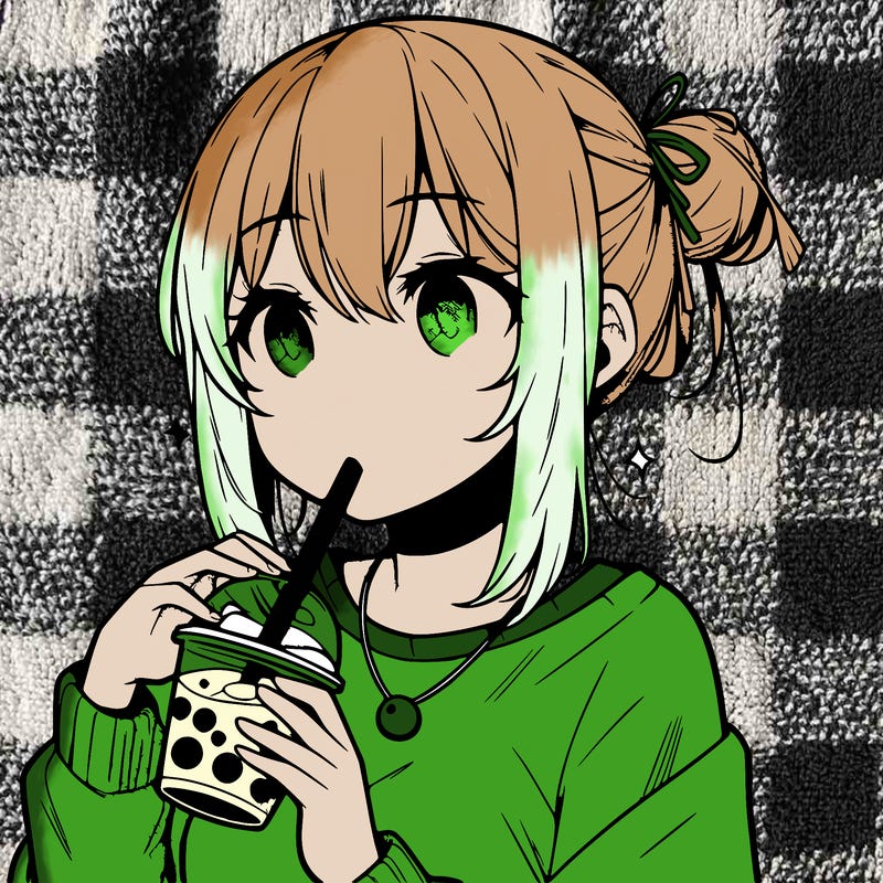 manga character drinking boba