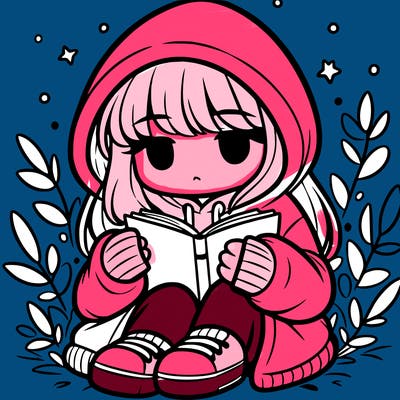 girl in oversized hoodie reading a book