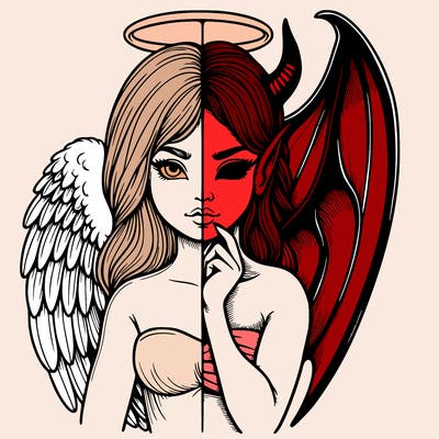 realistic angel half demon