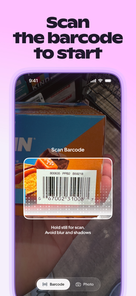 Label AI: Food & Cosmetic Scan - Interface of the Label AI app scanning a food product barcode to reveal ingredient information.