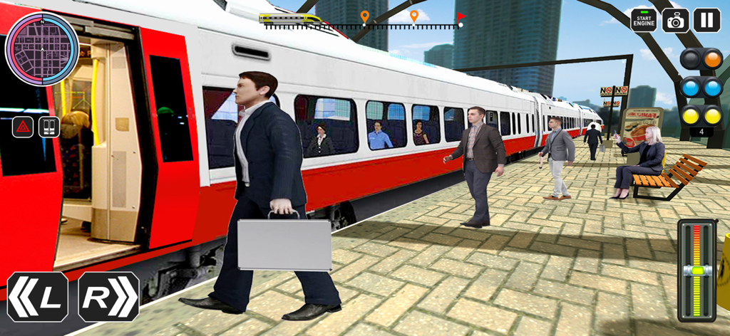 City Train Driver Game 2020 - Passengers boarding a modern train at an urban station in a 3D simulator game