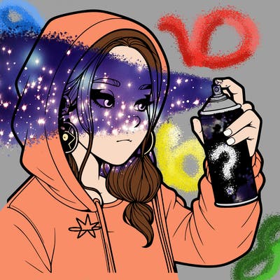 a realistic girl, spray painting