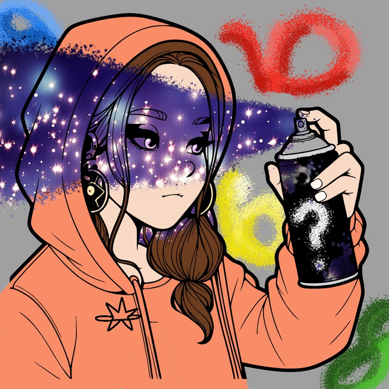 a realistic girl, spray painting