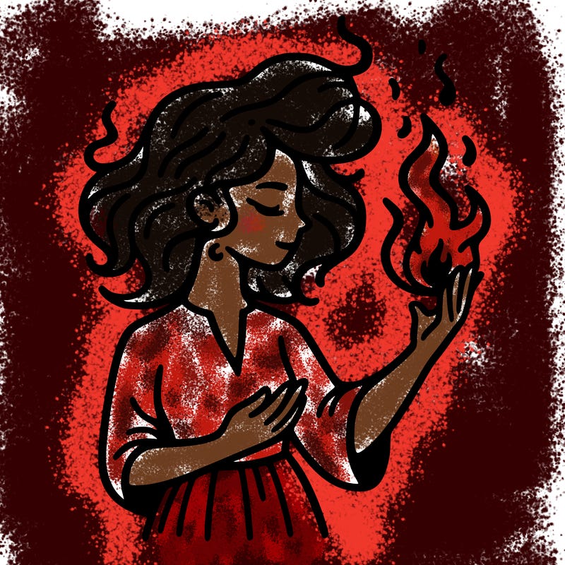 woman with fire