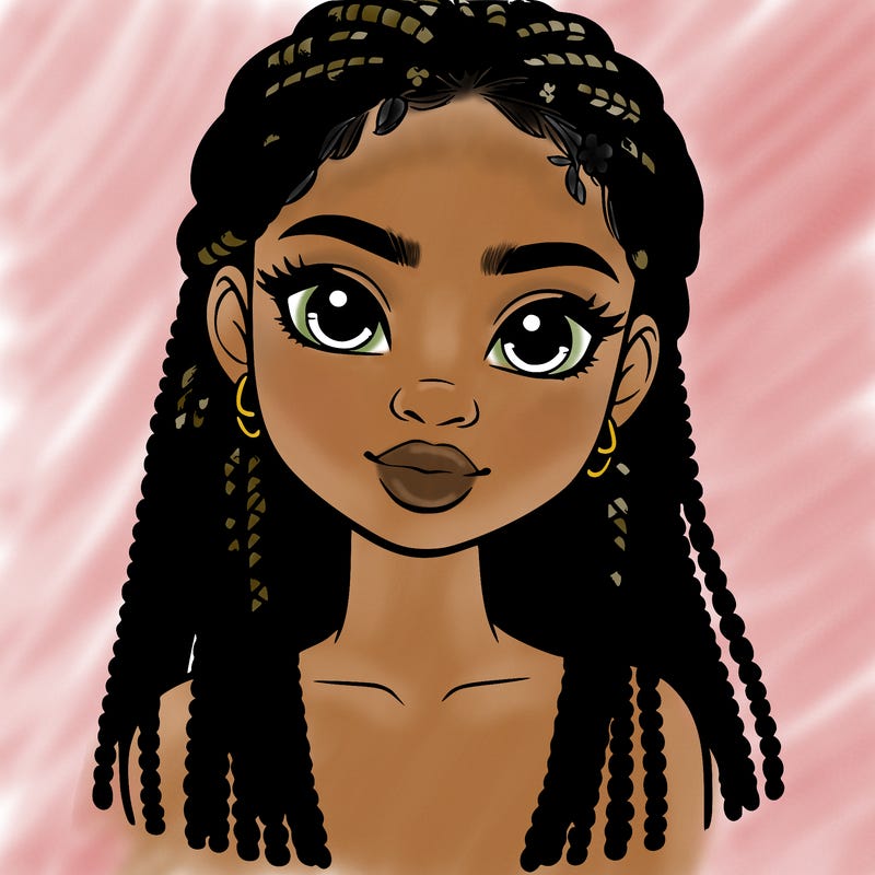 a realistic black girl with braids