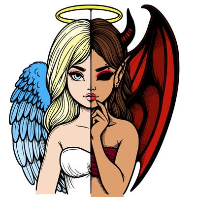 realistic angel half demon