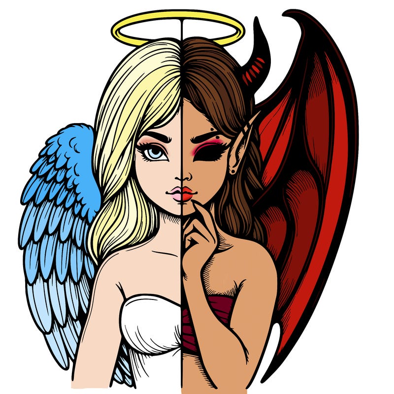 realistic angel half demon