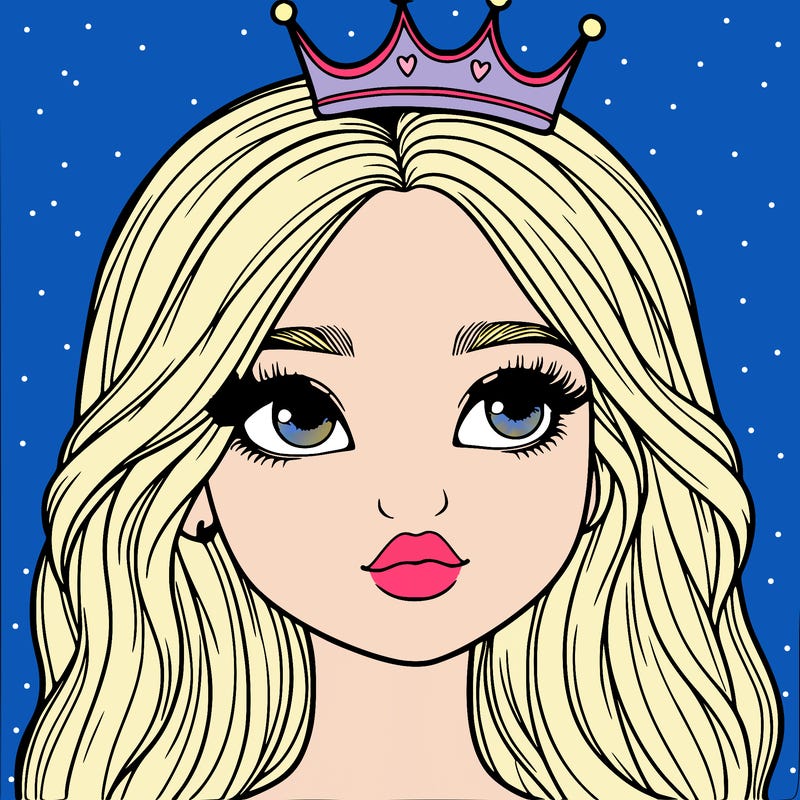 a realistic girl with a crown on