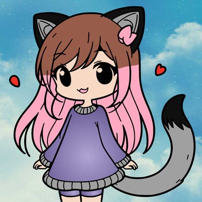 girl with cat ears and tail